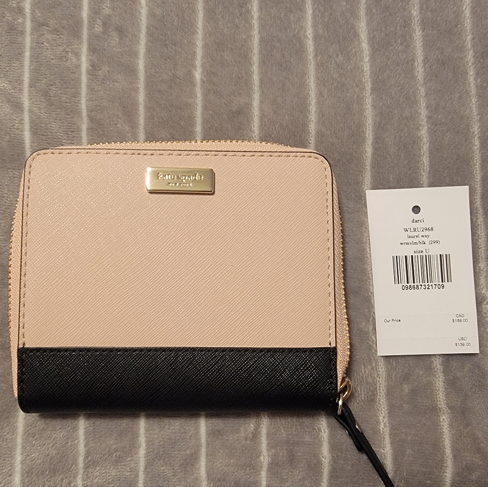♤Kate Spade Black and Light Pink Wallet